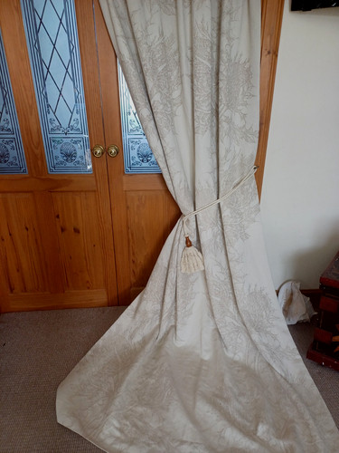 Long ivory linen door - ivory, curtain
