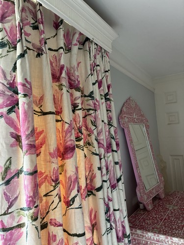 Luxury linen pink curtains - luxury,